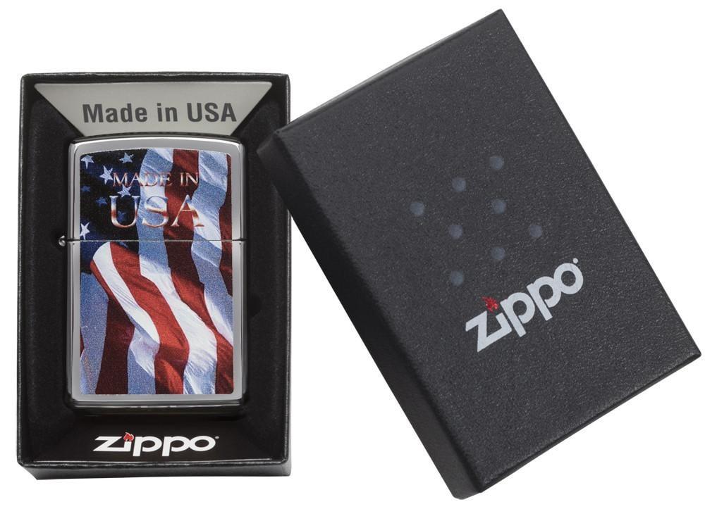 Zippo Made in USA Brushed Chrome Pocket Lighter Zippo